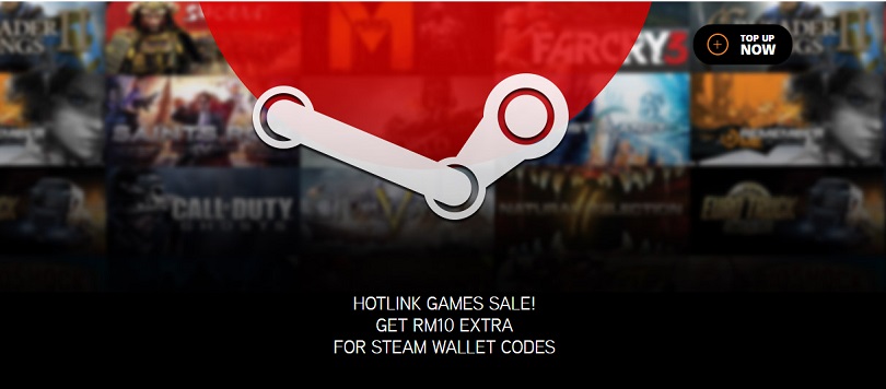 Purchase Steam Wallet code worth RM16 for just RM10 through Hotlink